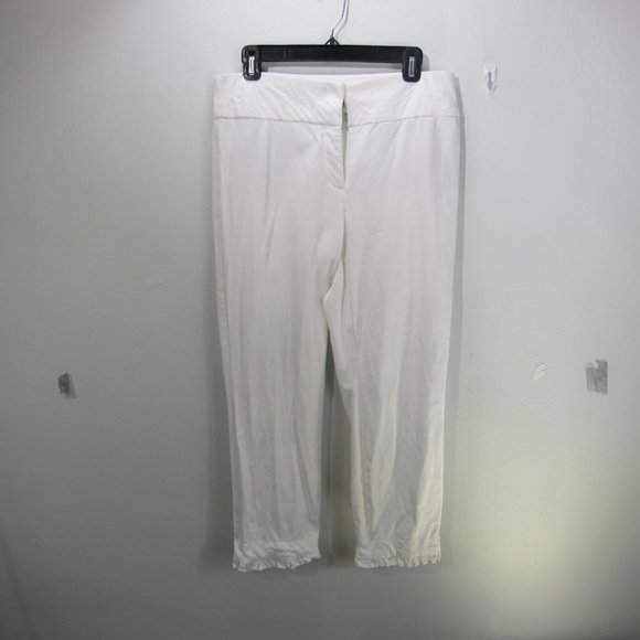 💞Alfani Womens Ruffled Slim Leg Ankle Pants White - Picture 2 of 12